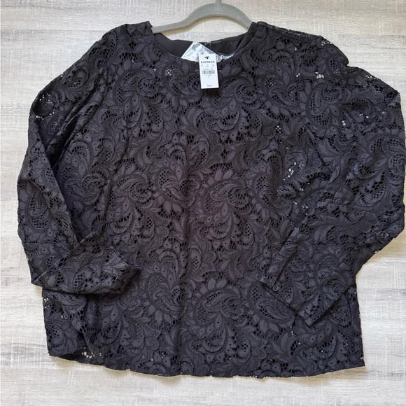 Express Women's Black Lace Top - Picture 3 of 5
